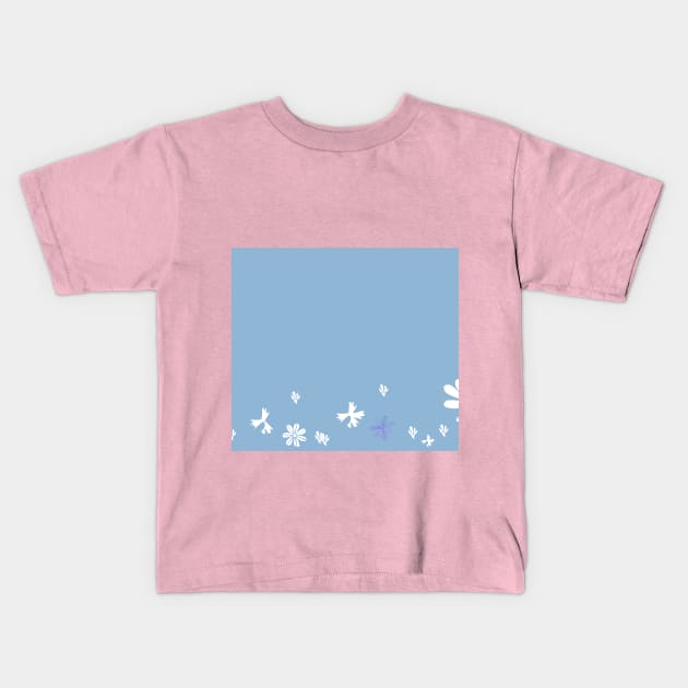 white flower Kids T-Shirt by blue orange abstract